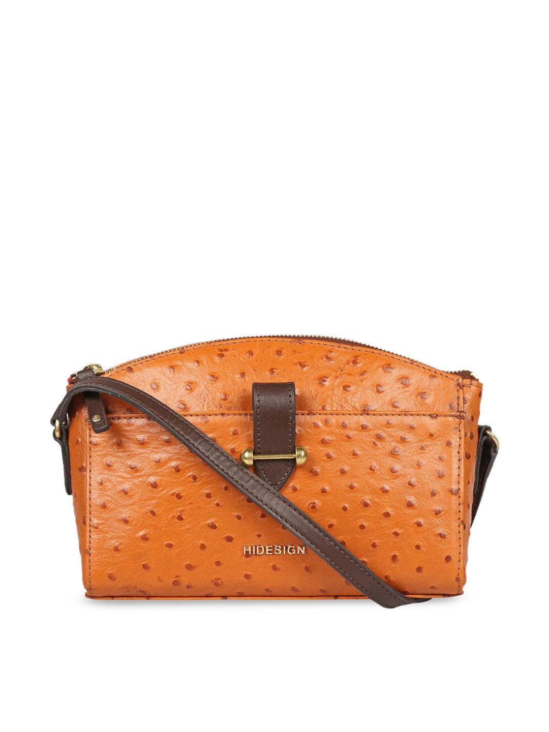 

Hidesign Tan Leather Structured Sling Bag