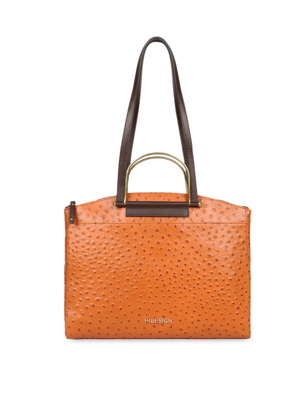 

Hidesign Tan Brown Textured Leather Structured Shoulder Bag