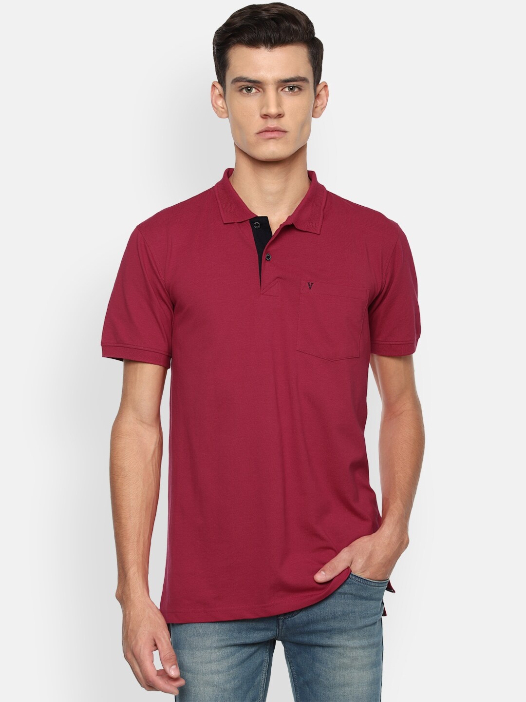 

Van Heusen Sport Men Maroon Solid Polo Collar T-shirt