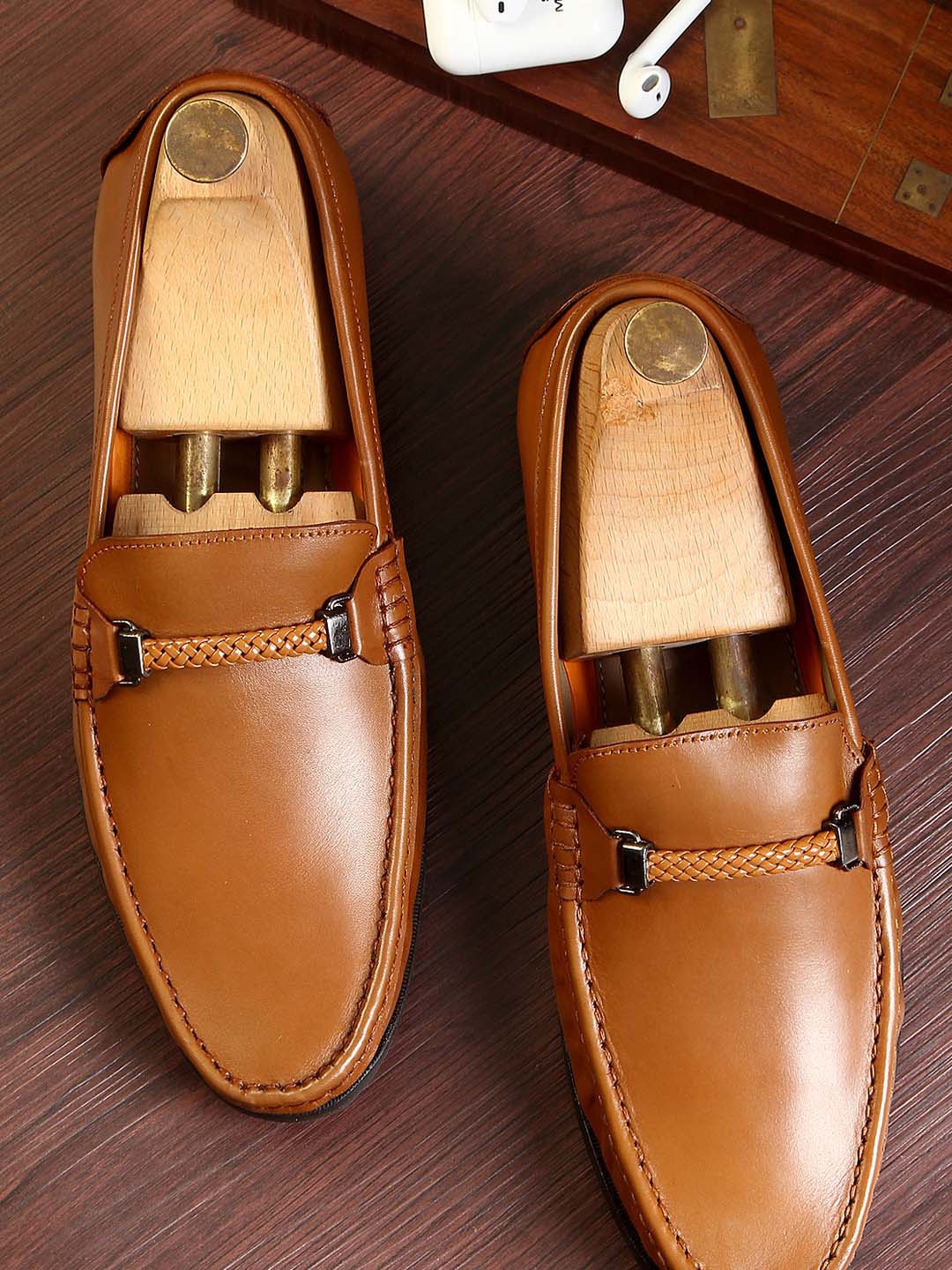 

LOUIS STITCH Men Tan Brown Handmade Genuine Leather Formal Loafers
