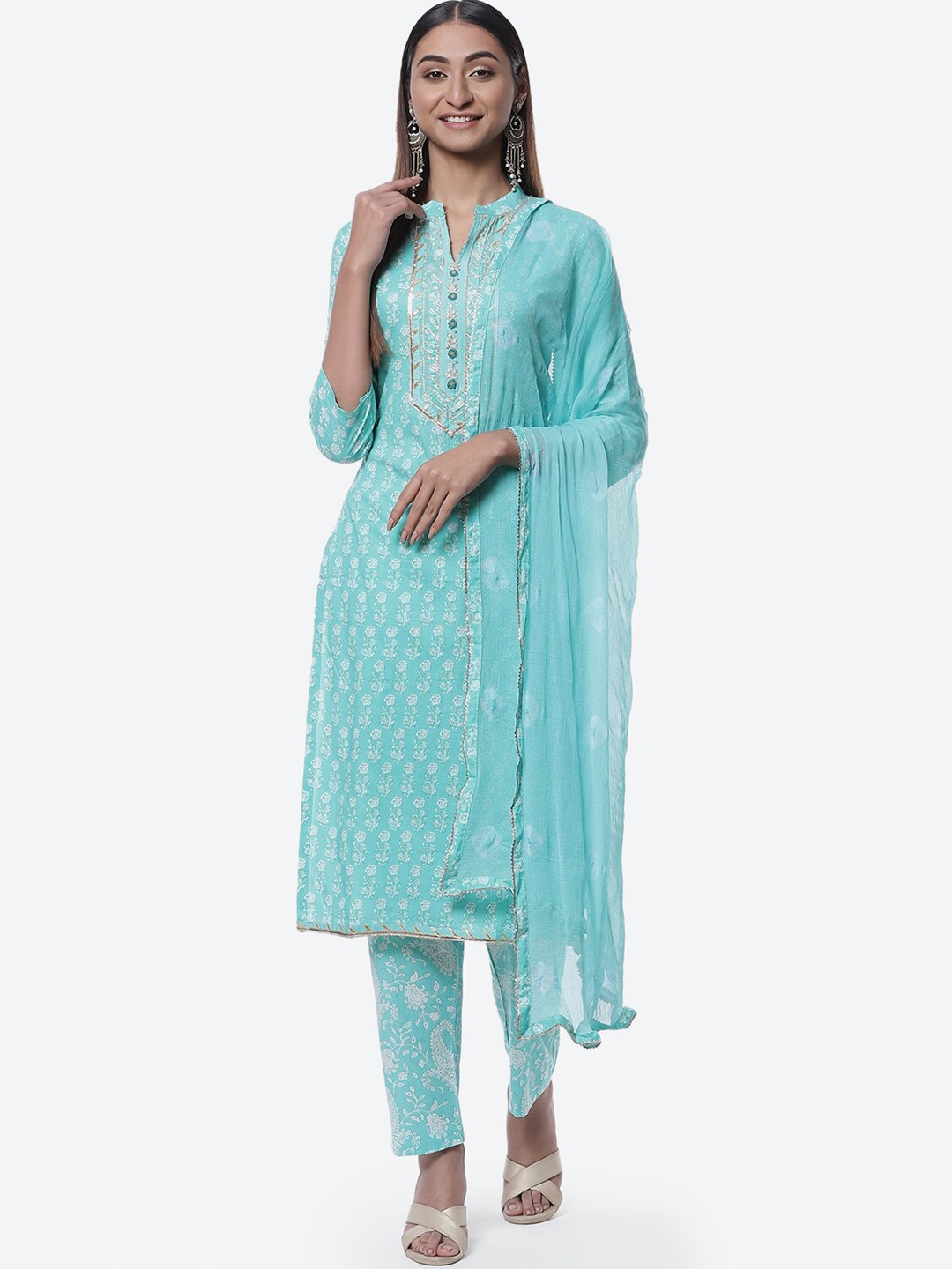 

Biba Blue & White Printed Pure Cotton Unstitched Dress Material