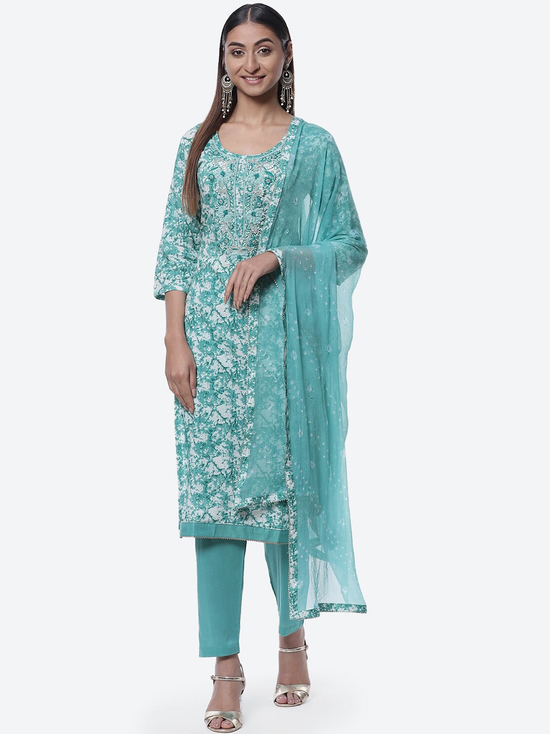 

Biba Blue & White Embroidered Pure Cotton Unstitched Dress Material
