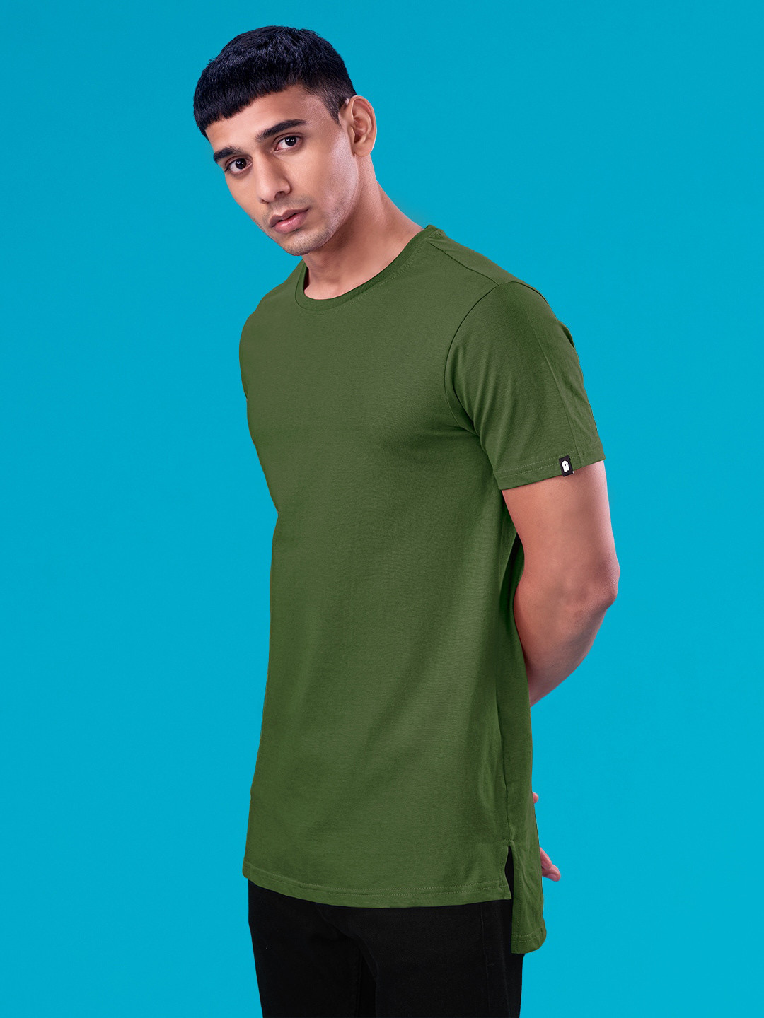 

The Souled Store Men Green Solid Cotton T-shirt