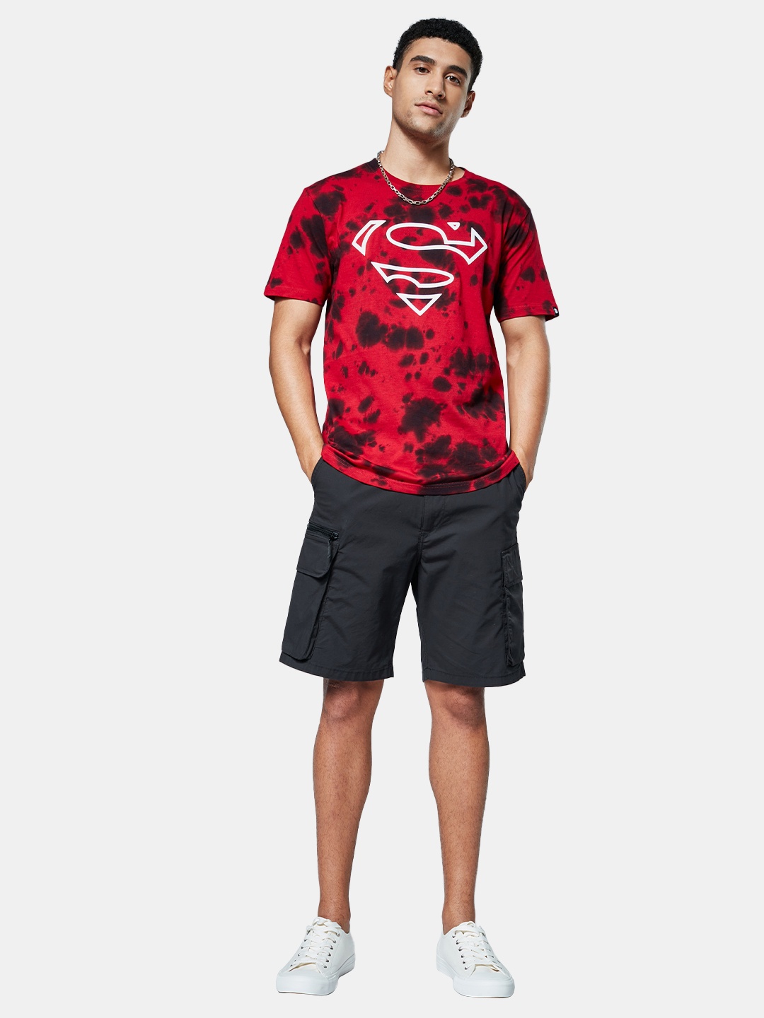 

The Souled Store Men Red Tie Dye Superman Logo Printed T-shirt