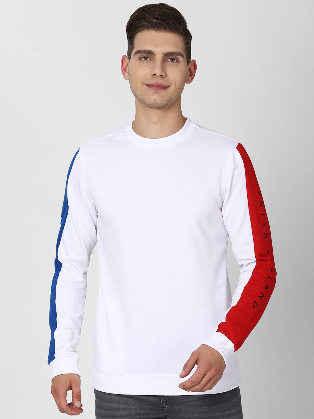 

Peter England Casuals Men White & Red Brand Logo Printed Sweatshirt