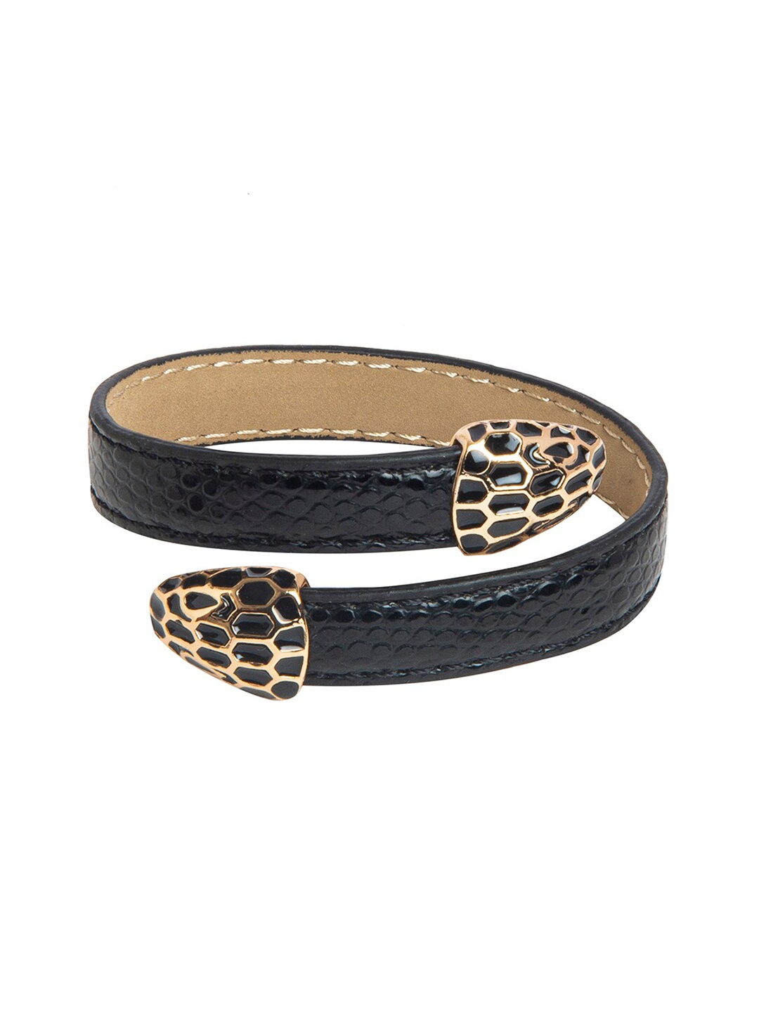 

Moon Dust Women Gold-Toned & Black Designer Stylish Serpent Wraparound Bracelet