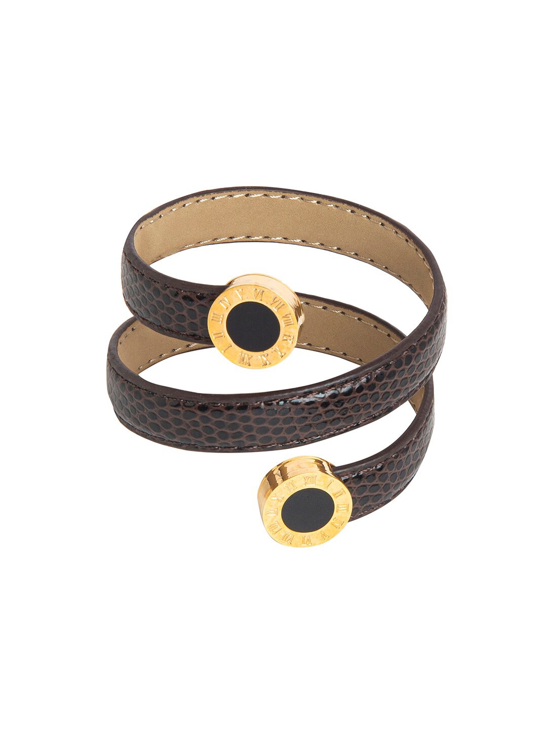 

Moon Dust Women Gold-Toned & Brown Brass Gold-Plated Wraparound Bracelet