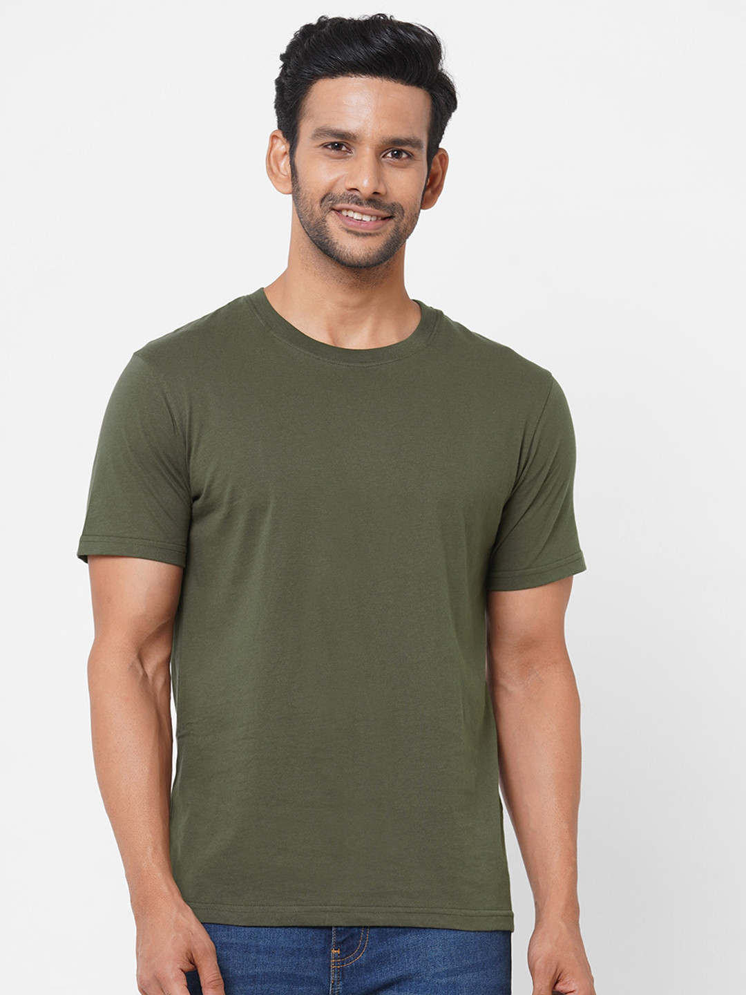 

PAPA BRANDS Men Olive Green T-shirt