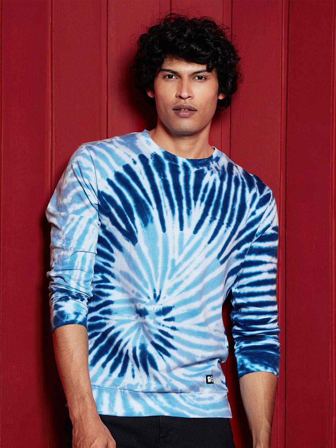 

The Souled Store Men Blue & White Tie & Dye Cotton Sweatshirt