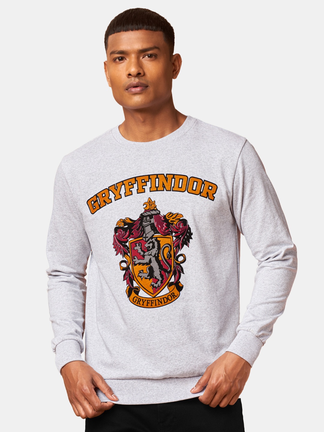 

The Souled Store Men Grey Harry Potter Printed Cotton Sweatshirt