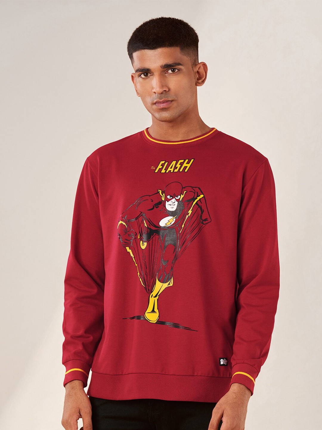 

The Souled Store Men Red & Yellow Flash Printed Cotton Sweatshirt