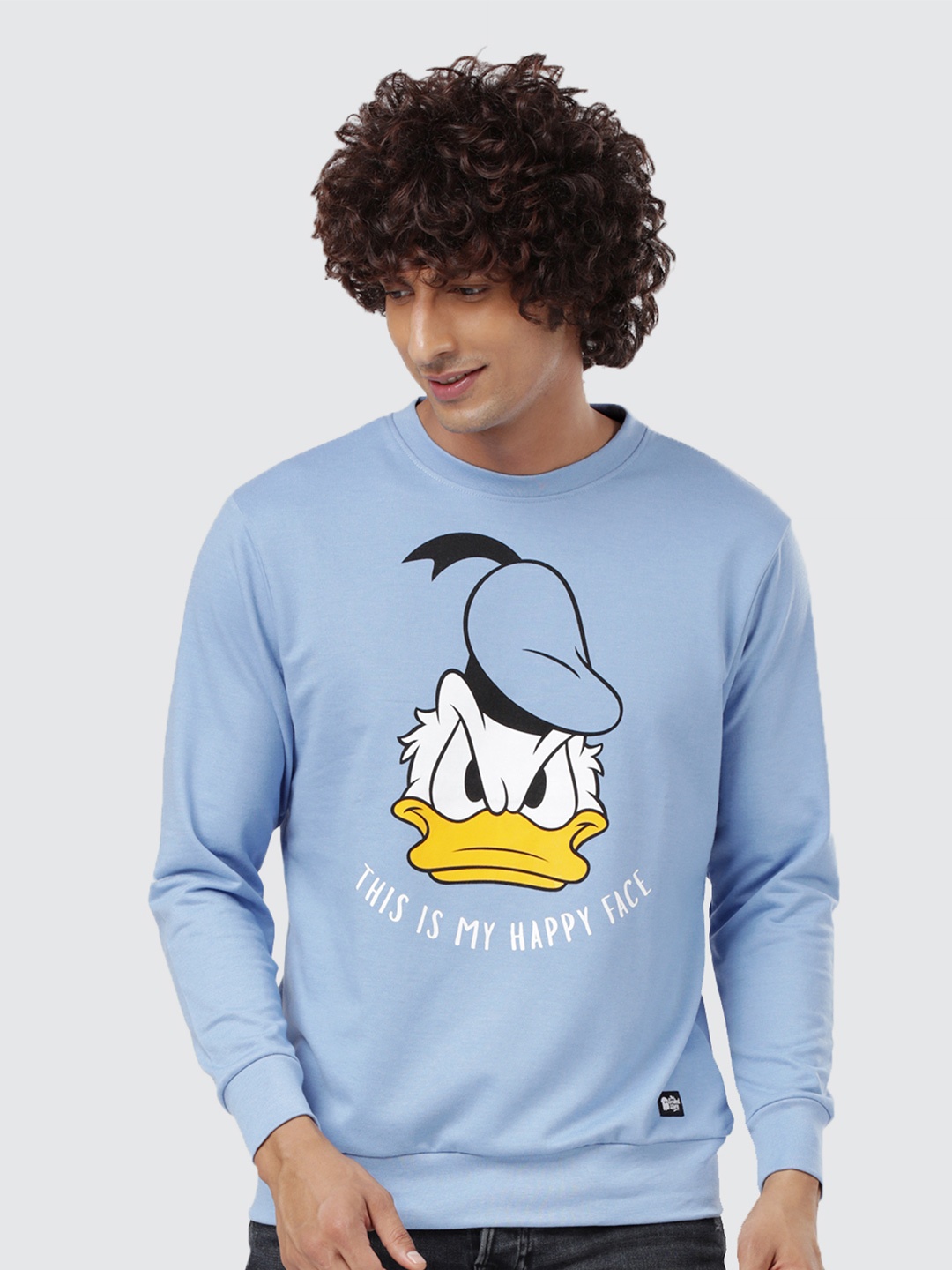 

The Souled Store Men Donald Duck My Happy Face Printed Cotton Sweatshirt, Blue
