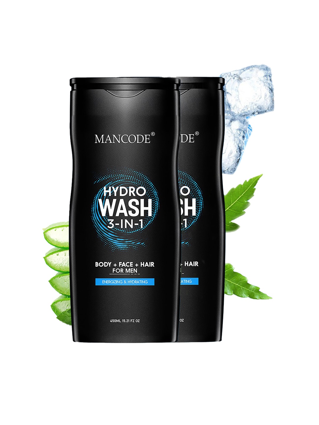 

MANCODE Pack of 2 Hydro 3 in 1 Body Wash, 450 each, Black