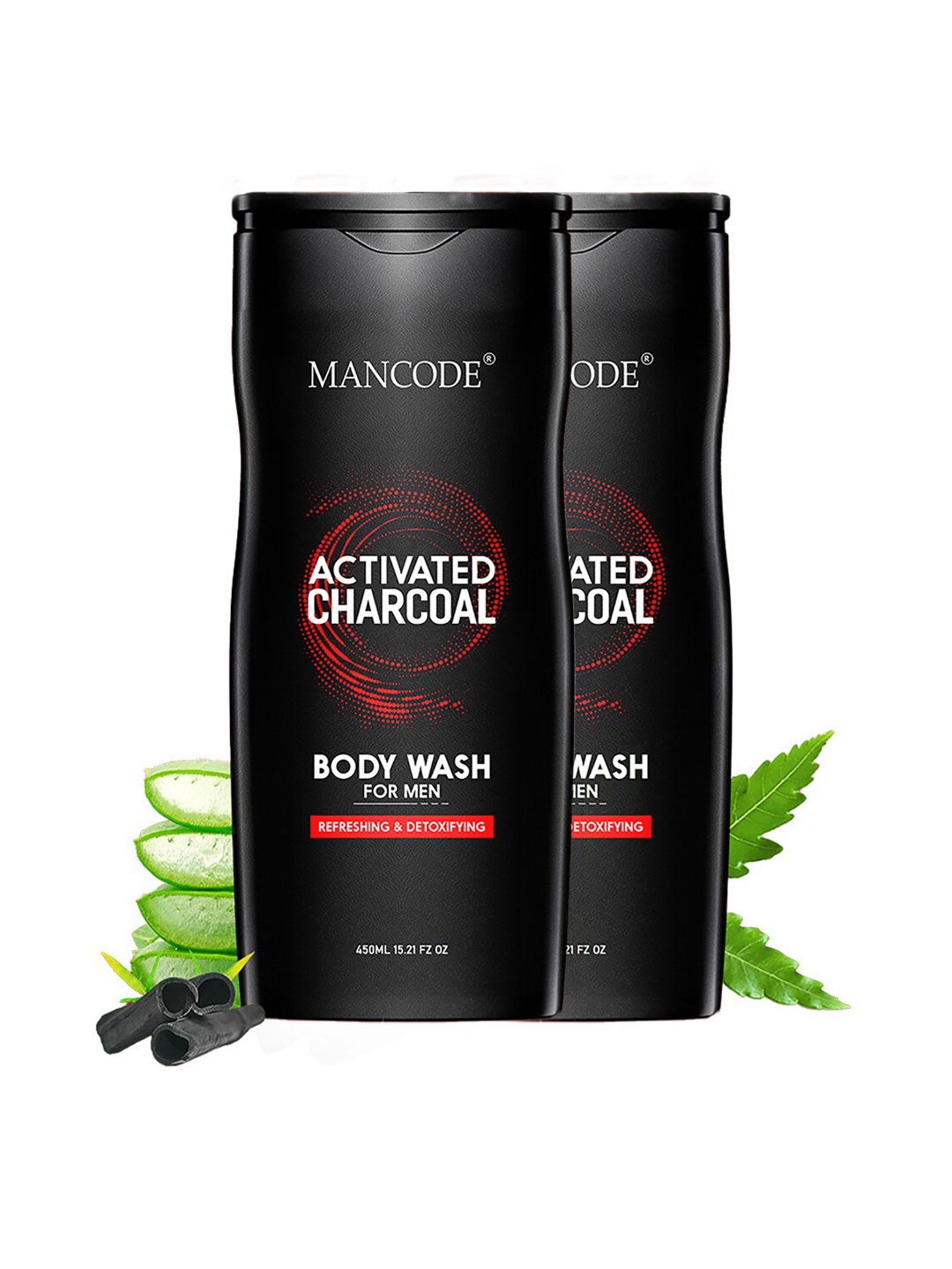 

MANCODE Men Set of 2 Activated Charcoal Body Wash 450 ml, Black