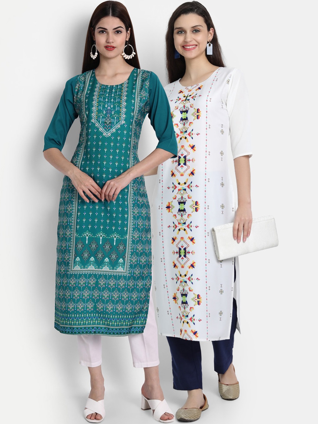 

7Threads Women Pack Of 2 Kurtas, Teal
