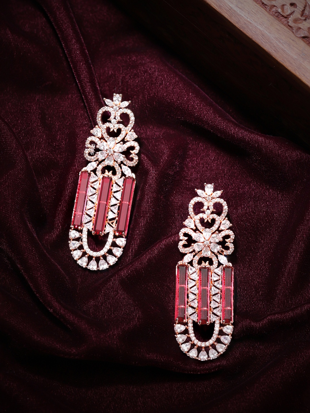 

Rubans Pink Gold-Plated Contemporary Studs Earrings