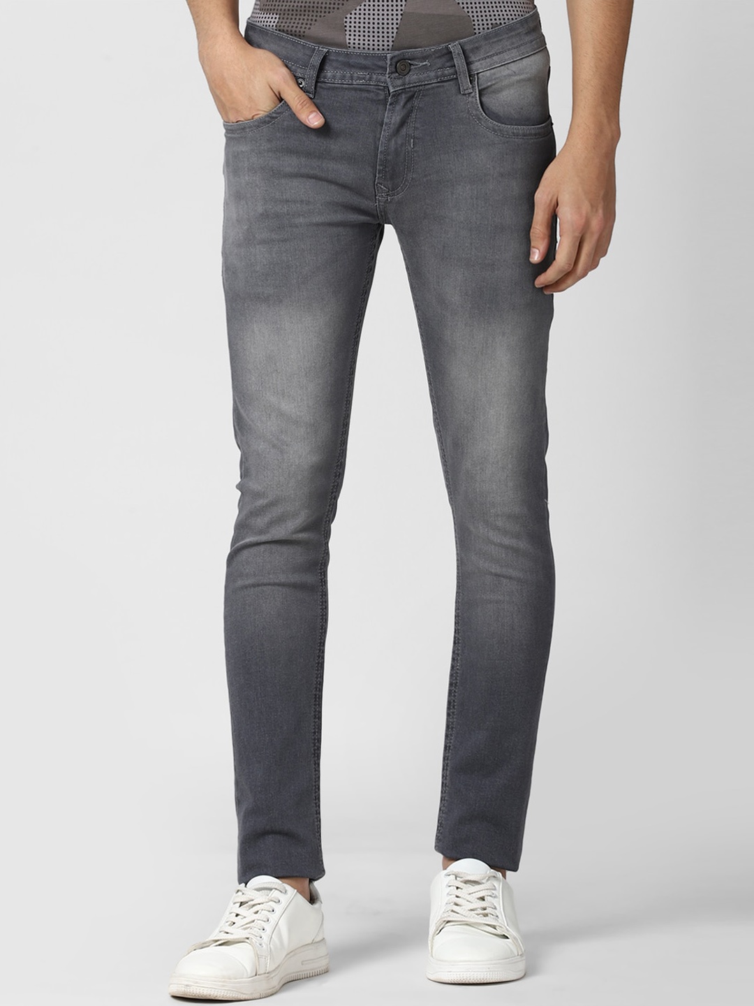 

Peter England Casuals Men Grey Skinny Fit Heavy Fade Jeans
