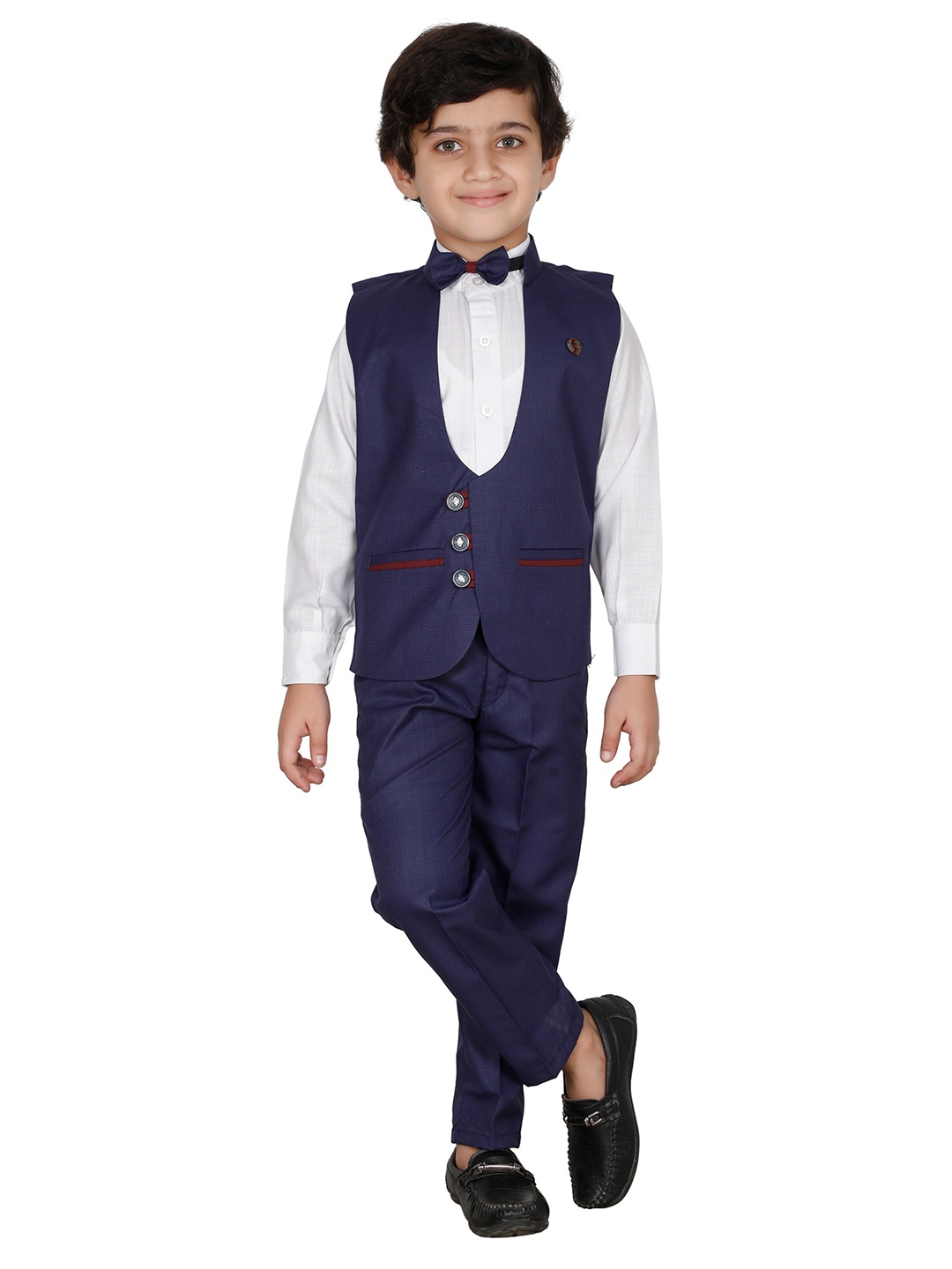 

FOURFOLDS Boys Blue & White 3 Piece Suit