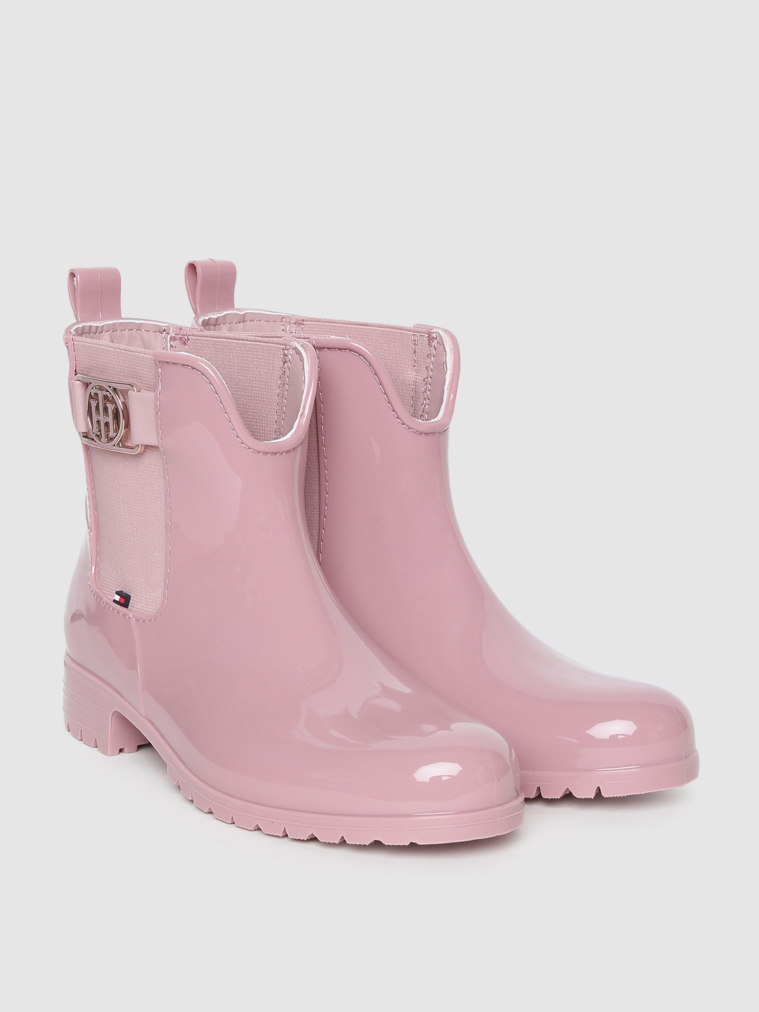 

Tommy Hilfiger Women Mauve Solid HARDWARE Mid-Top Chelsea Boots