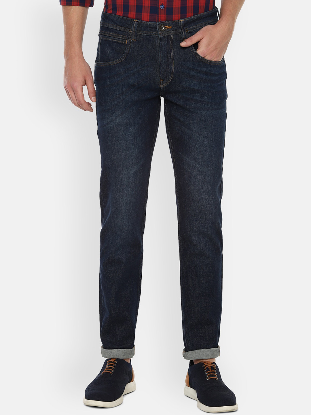 

VAN HEUSEN DENIM LABS Men Navy Blue Stretchable Slim Fit Jeans
