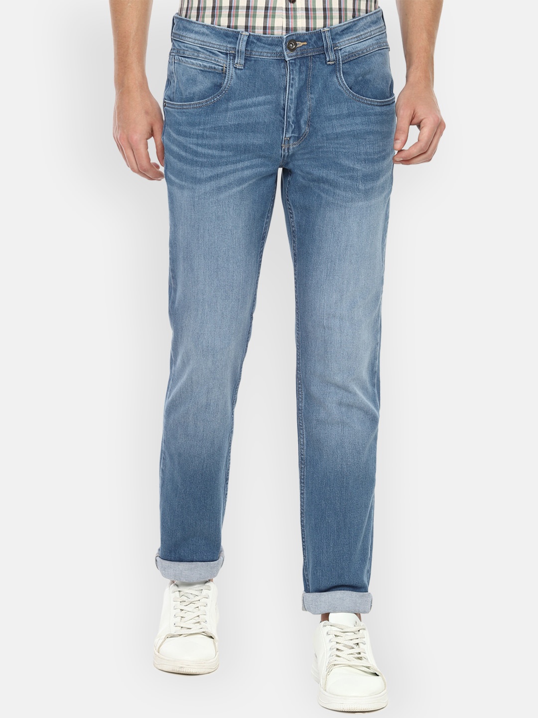 

VAN HEUSEN DENIM LABS Men Blue Slim Fit Heavy Fade Stretchable Jeans