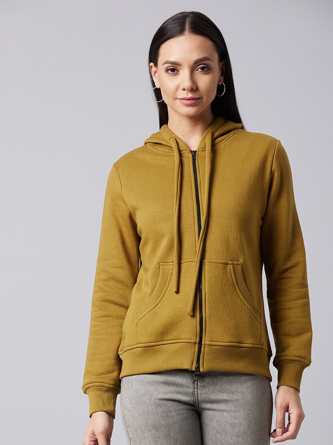 

DOLCE CRUDO Women Olive Green Solid Sweatshirt
