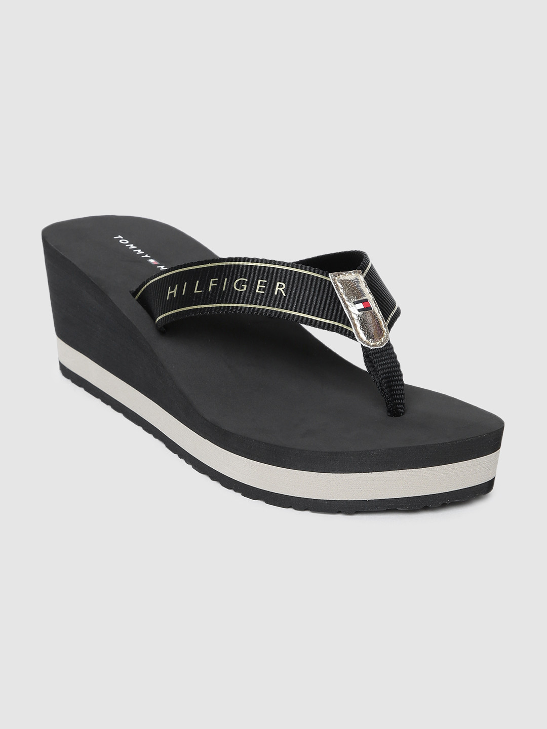 

Tommy Hilfiger Women Black Printed Shine Detail Thong Flip-Flops