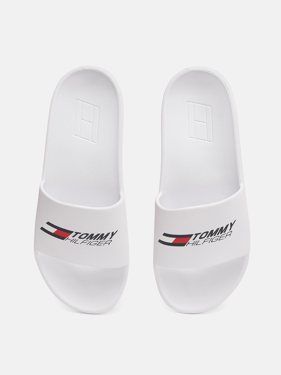 

Tommy Hilfiger Women White & Red Brand Logo Printed Sliders