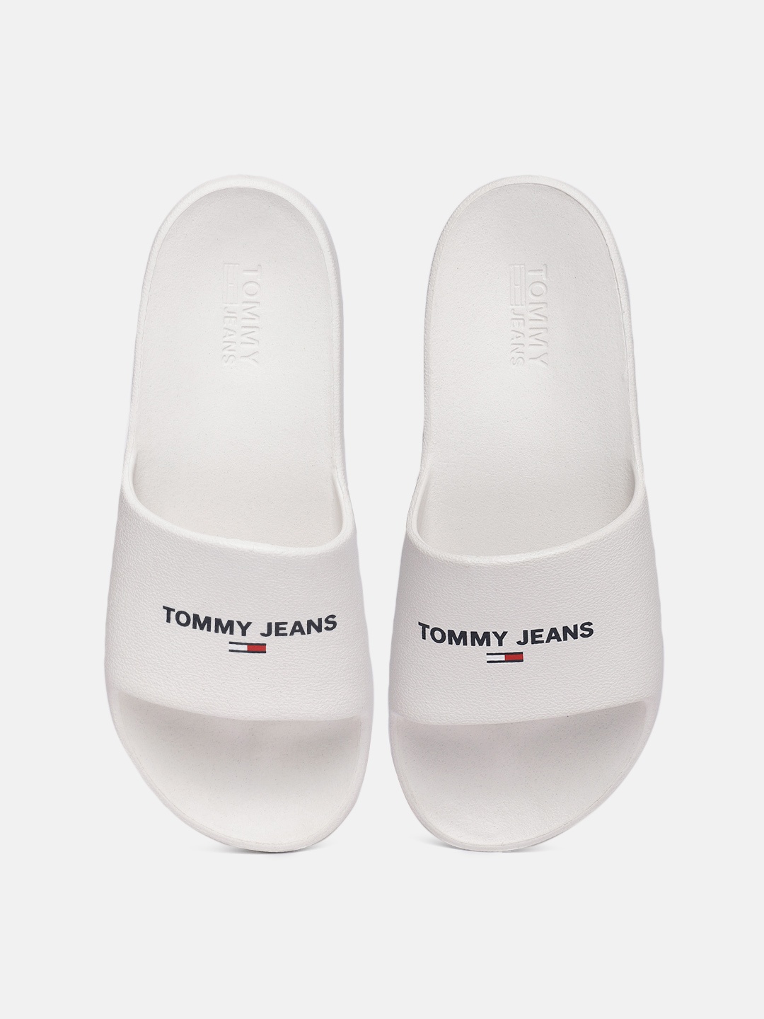 

Tommy Hilfiger Jeans Women White Brand Logo Printed Croslite Essential Pool Sliders