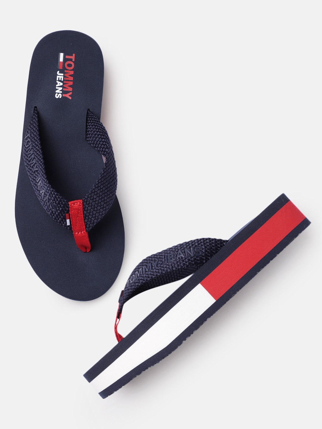 

Tommy Hilfiger Women Navy Blue Webbing Mid Beach Thong Flip-Flops