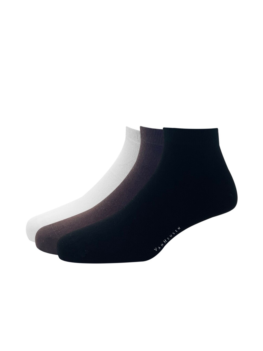 

Van Heusen Men Black & Brown Pack of 3 Solid Ankle Length Socks