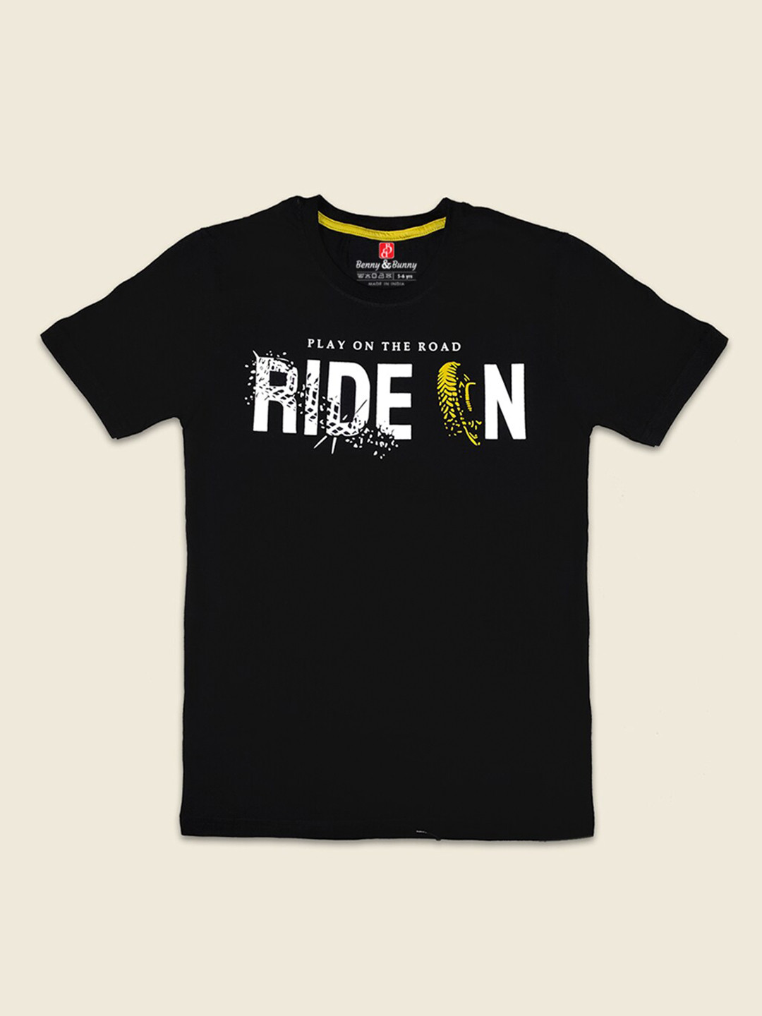 

Benny n Bunny Boys Black Typography Printed Pure Cotton T-shirt