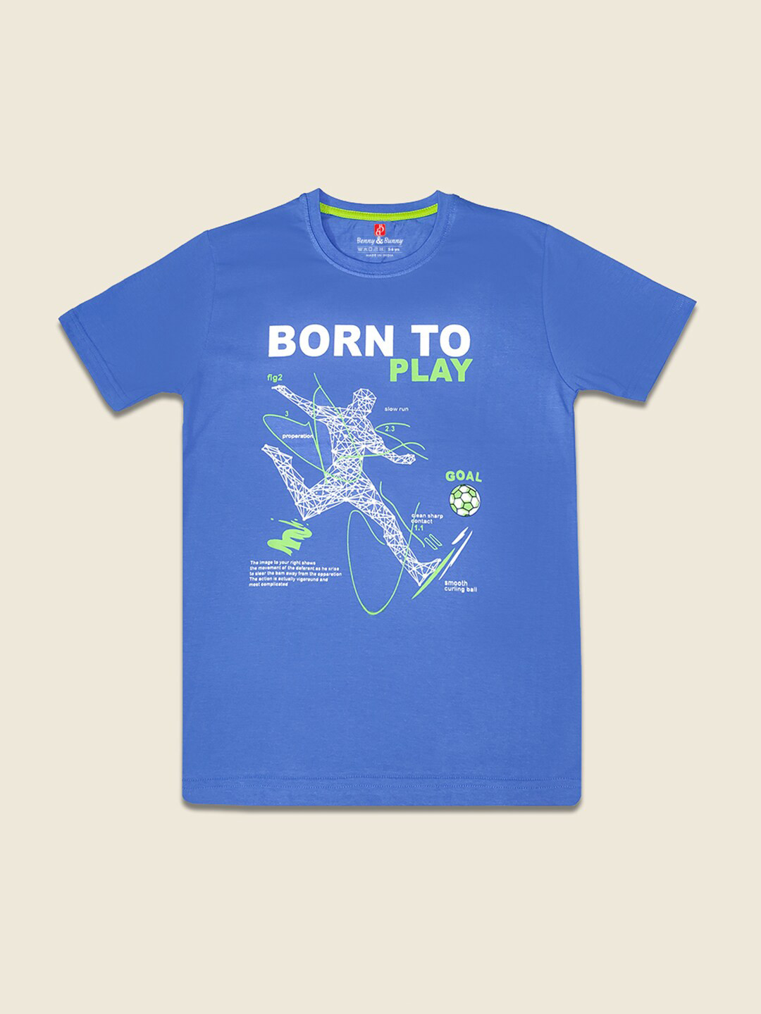 

Benny n Bunny Boys Blue Typography Football Printed Pure Cotton T-shirt