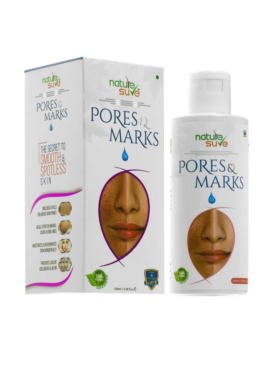 

Nature Sure Pores & Marks Oil for Enlarged Pores & Stretch Marks - 100 ml, White