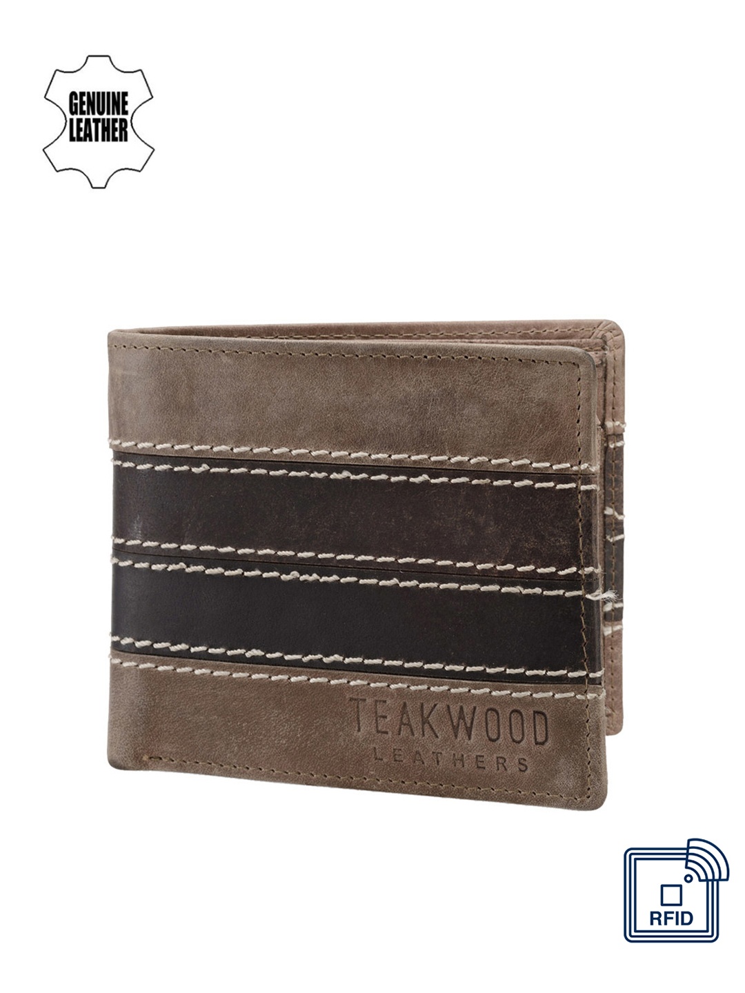 

Teakwood Leathers Men Brown and Black Genuine Leather Wallet