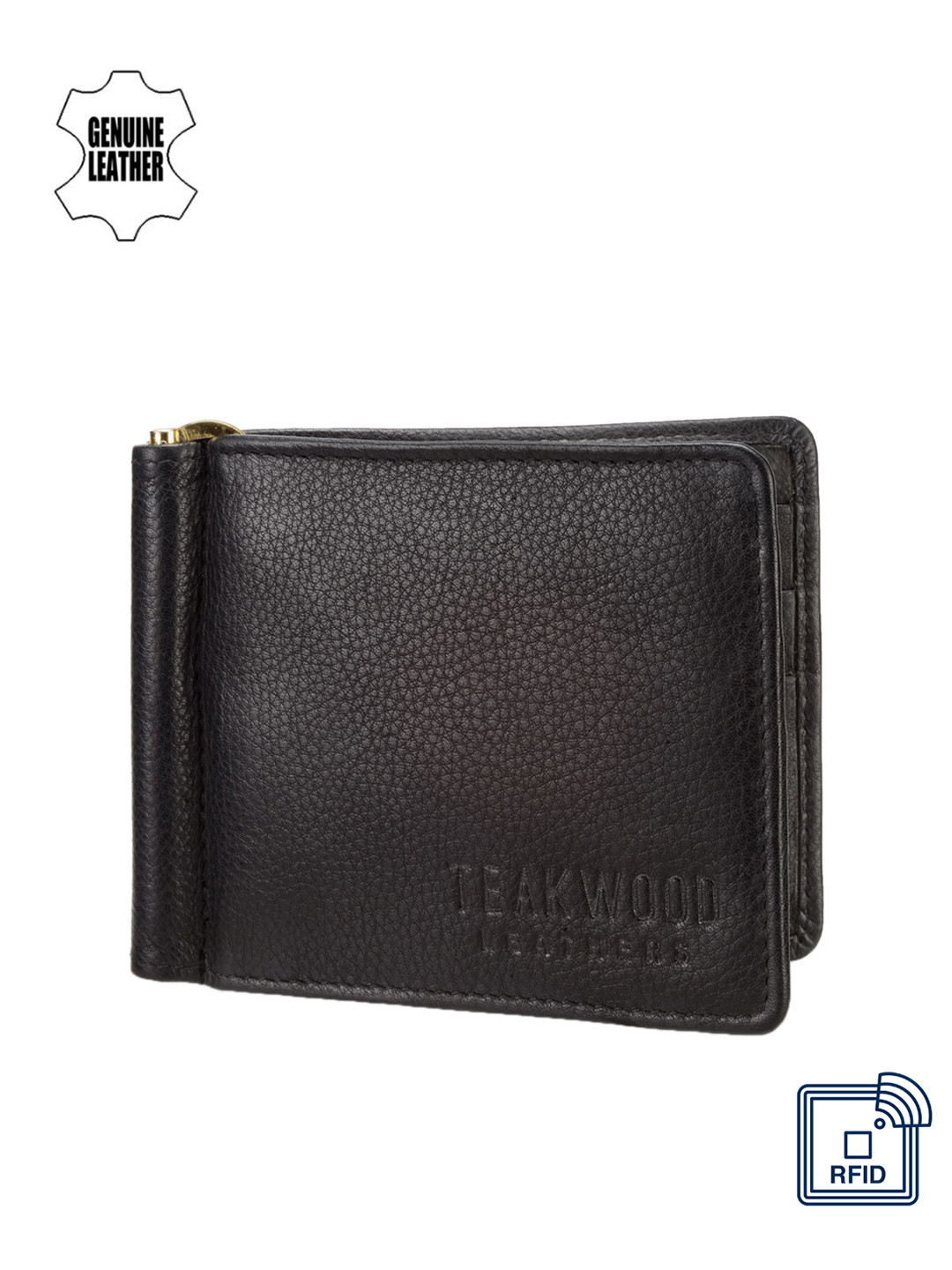 

Teakwood Leathers Men Black Genuine Leather Wallet