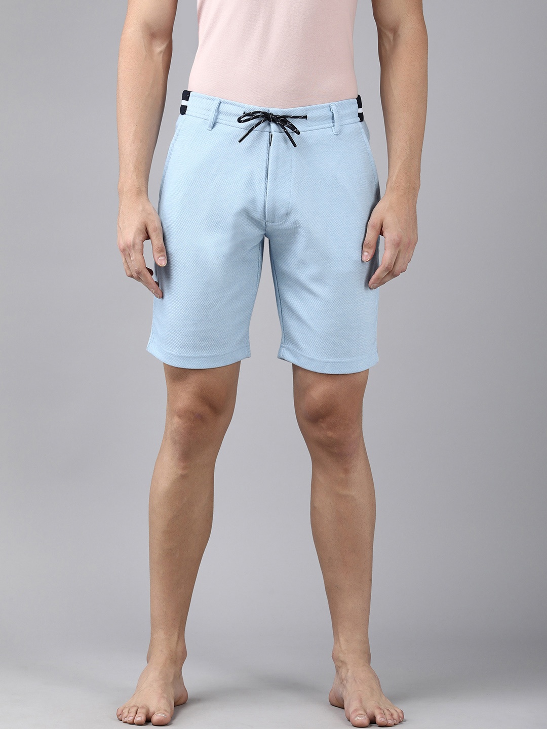 

Van Heusen Men Self-Designed Knitted Chino Lounge Shorts, Blue