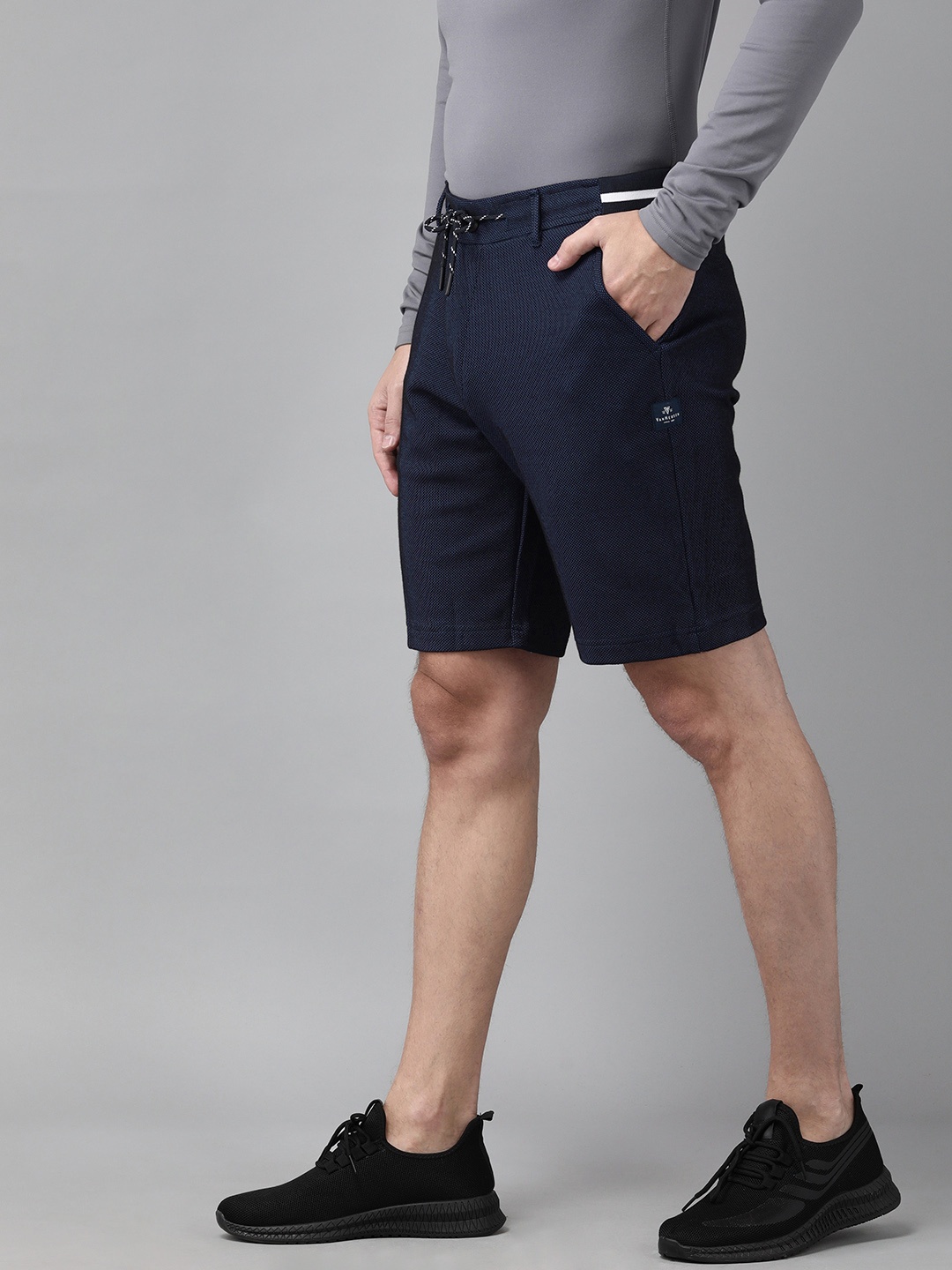 

Van Heusen Athleisure Men Navy Solid Breathable Soft Touch Knit Chino Shorts, Navy blue