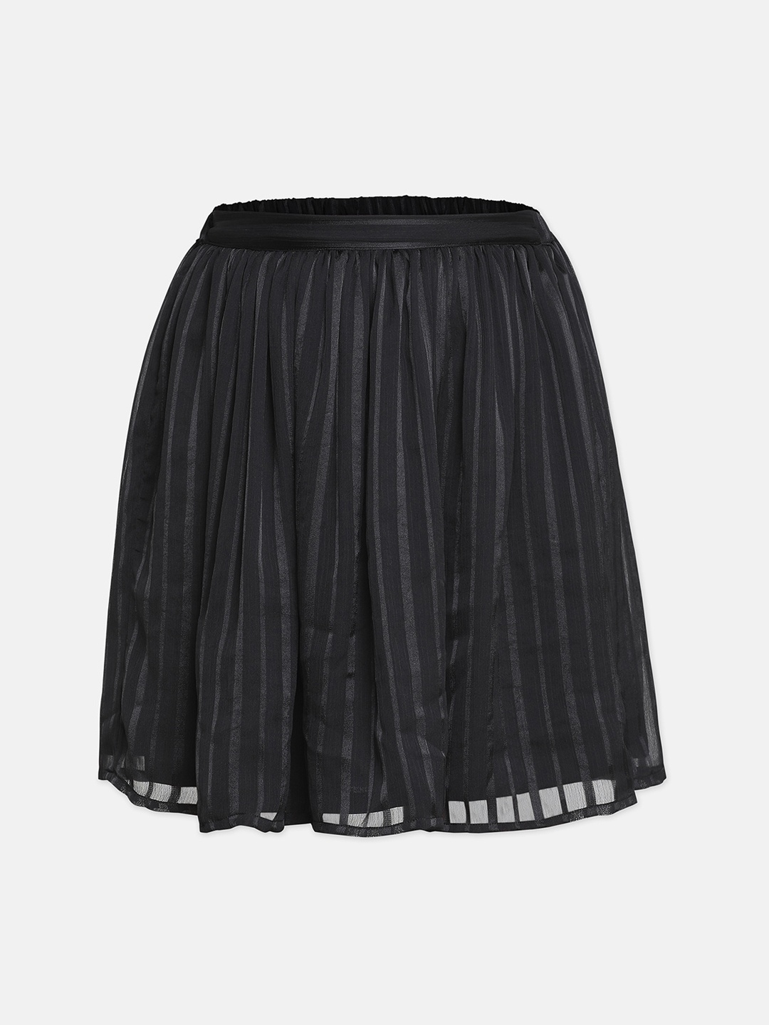 

Oxolloxo Girls Black Striped A-Line Knee Length Skirt