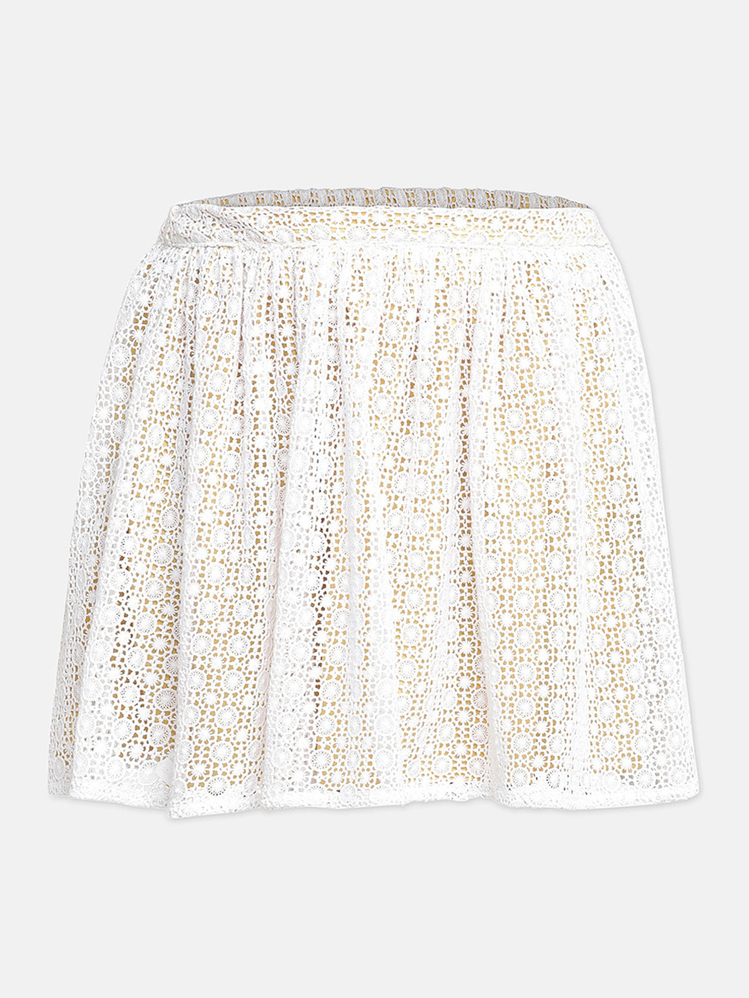 

Oxolloxo Girls White Embroidery Knee Length A-Line Skirt