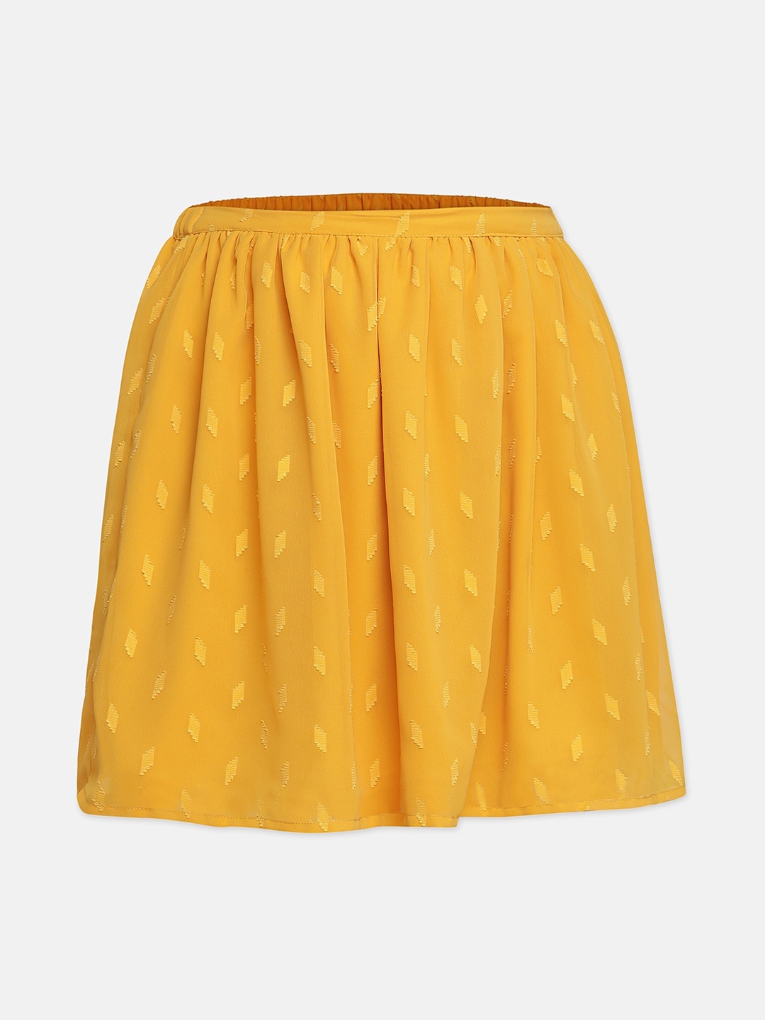 

Oxolloxo Girls Yellow Self Design Knee-Length Flared Skirt