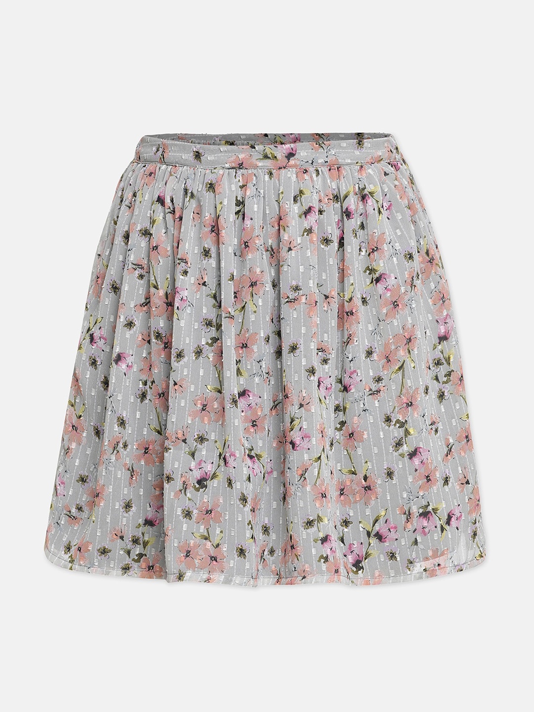 

Oxolloxo Girls Grey Floral Printed Skirt