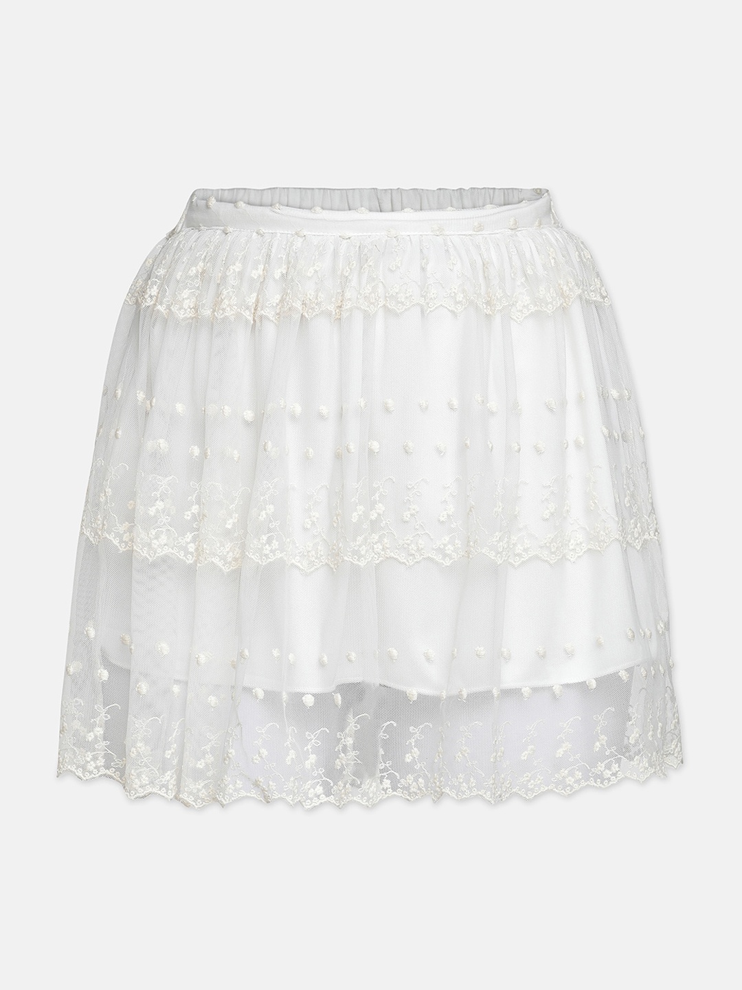 

Oxolloxo Girls White Self-Design A-Line Knee-Length Skirt