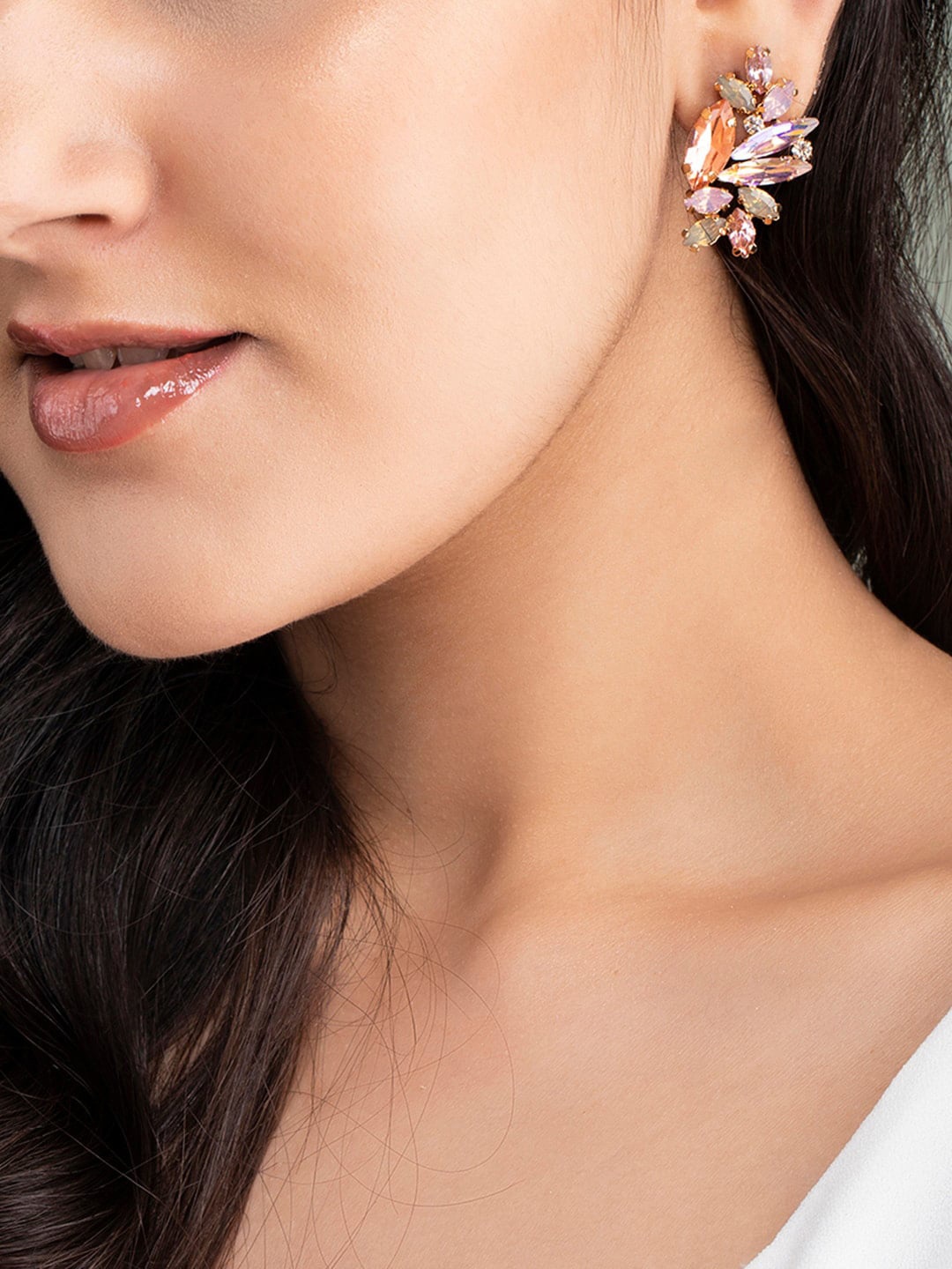 

Rubans Voguish Gold-Toned & Multicoloured Contemporary Studs Earrings