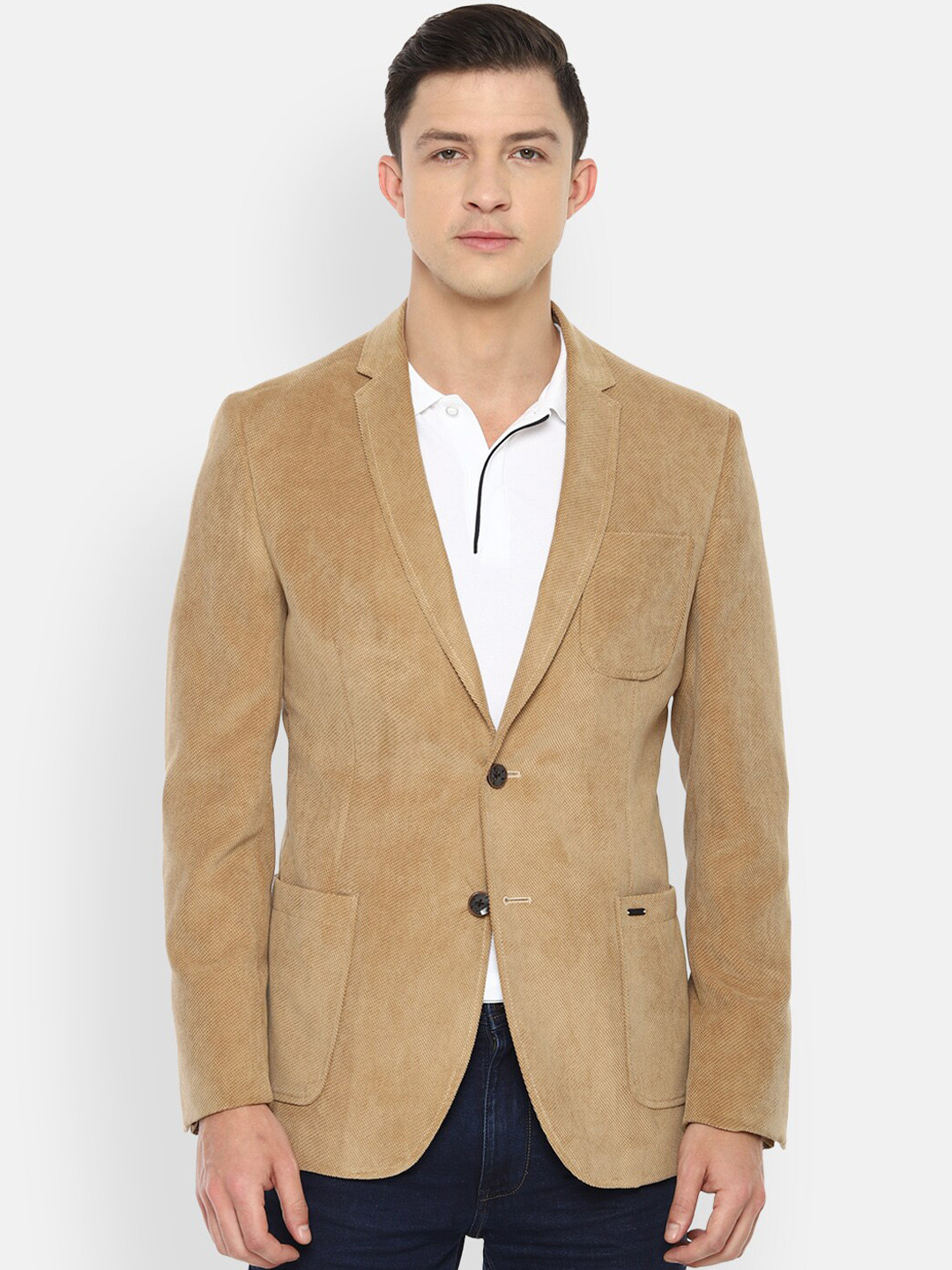 

Van Heusen Sport Men Beige Self-Design Single-Breasted Casual Blazer