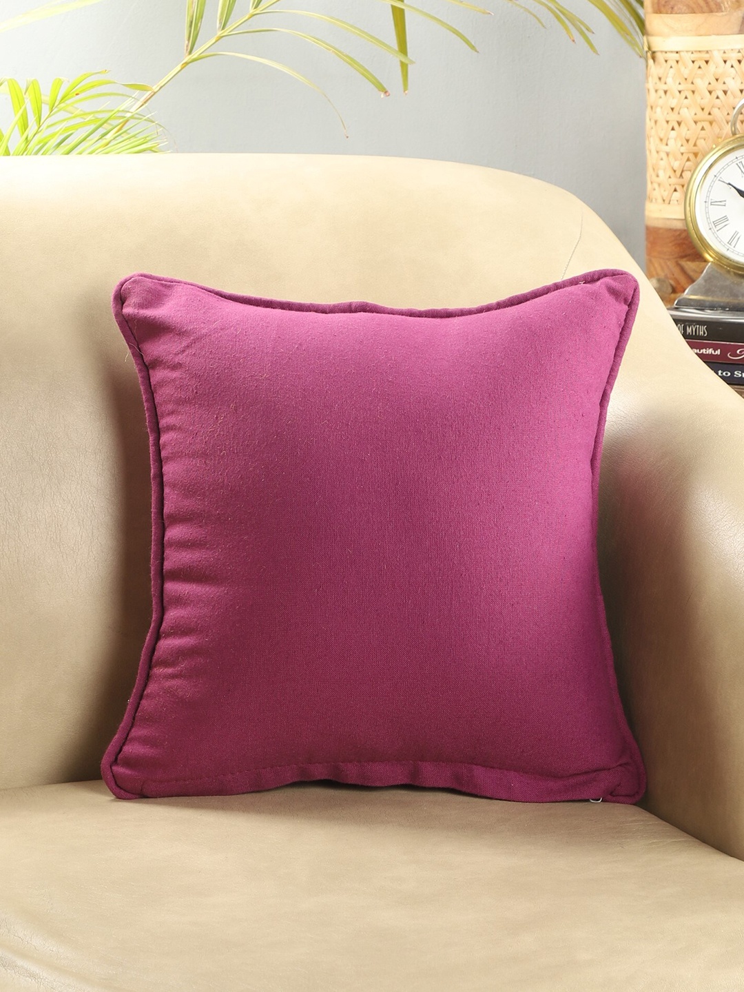 

The Decor Mart Set of 5 Purple Cotton Square Cushion Covers