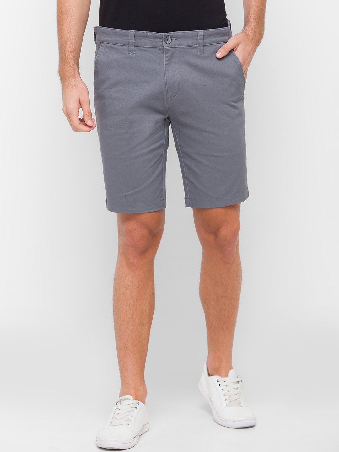 

GIORDANO Men Grey Slim Fit Cotton Shorts