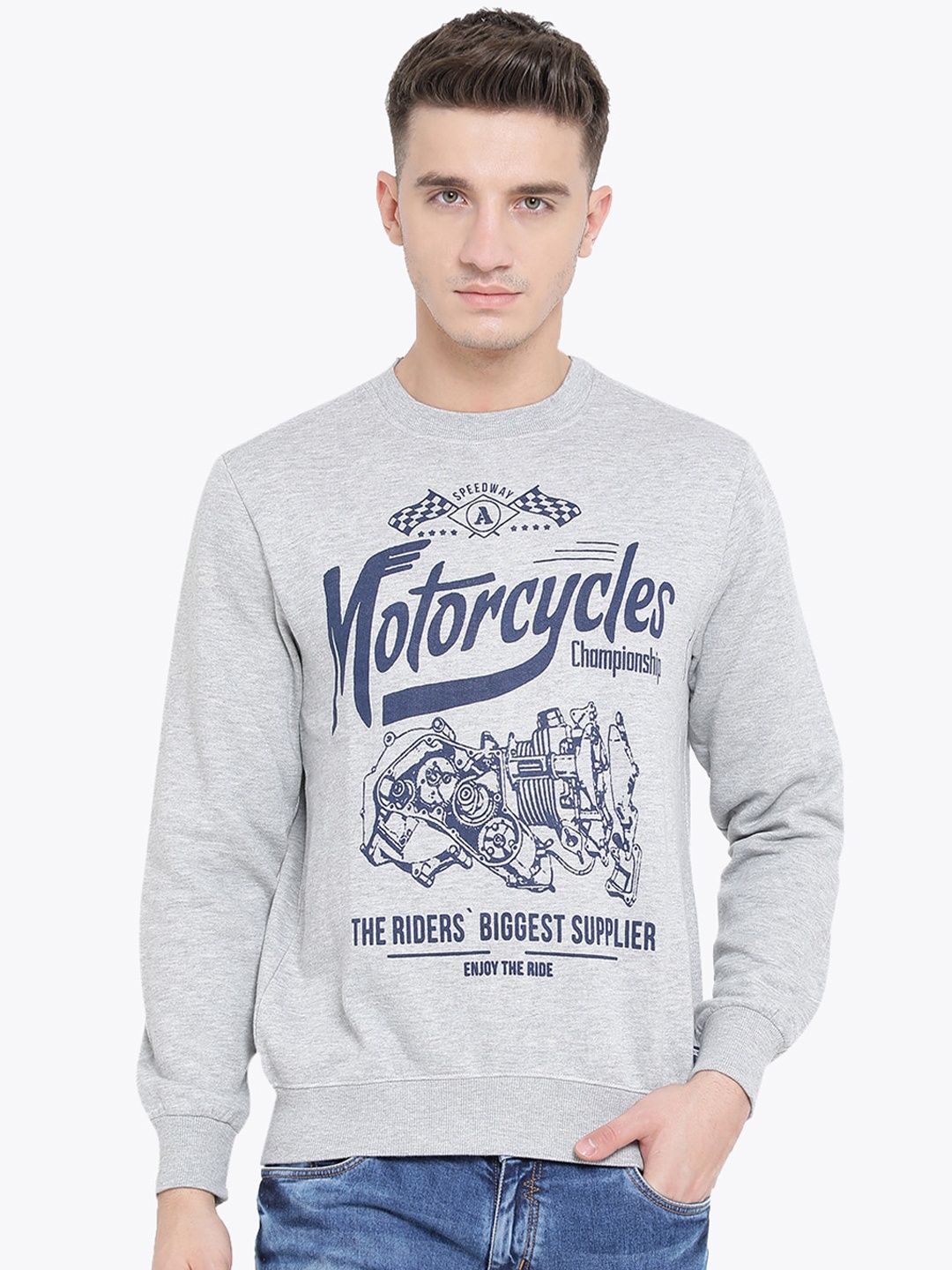 

Austin wood Men Grey Printed Sweatshirt