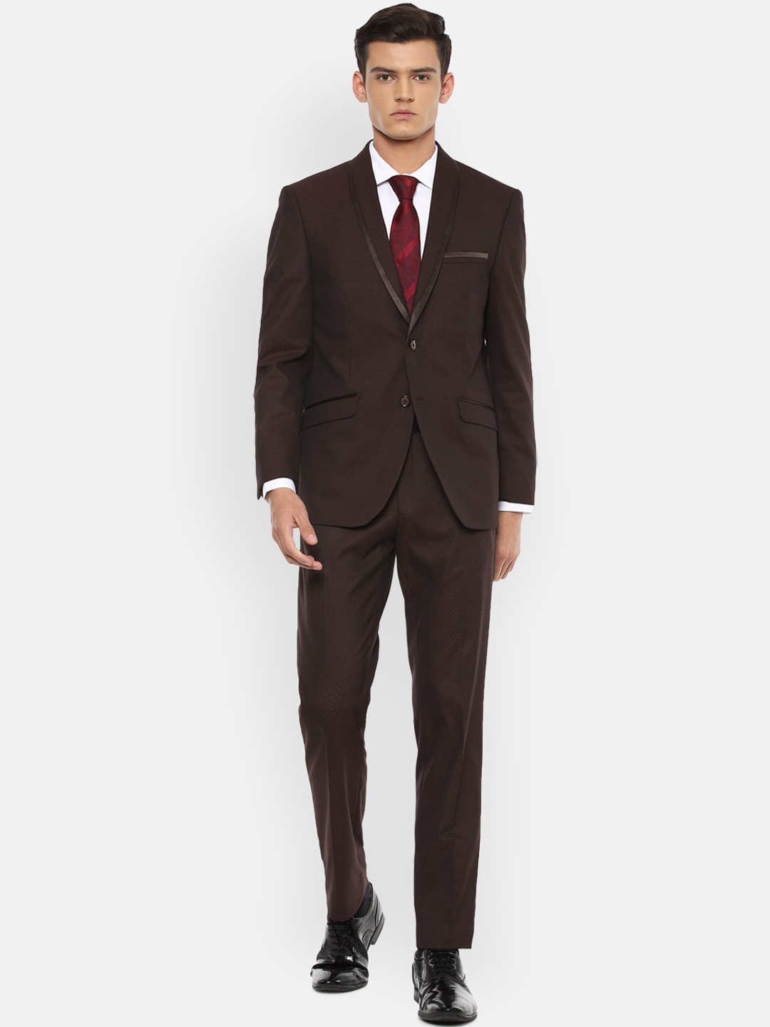 

Van Heusen Men Brown Slim-Fit Single-Breasted Two-Piece Party Suit
