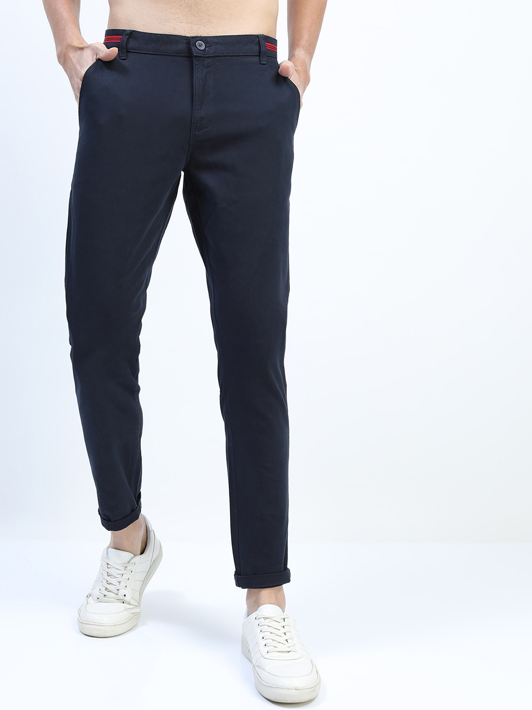 

HIGHLANDER Men Navy Blue Slim Fit Chinos Trousers